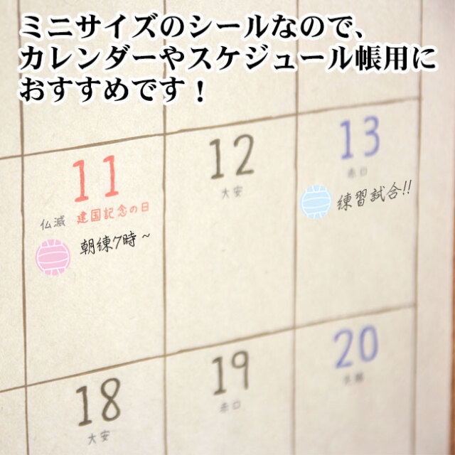 シール　バレーボール　カラフル