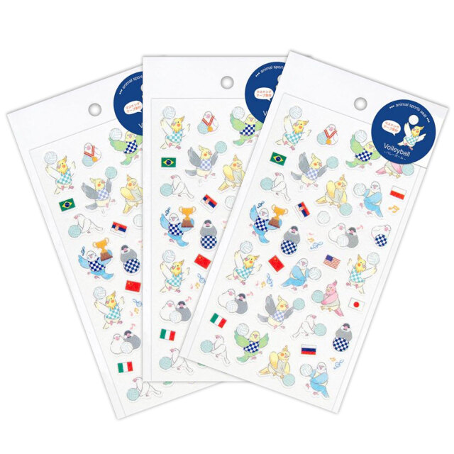 動物スポーツシール　バレーボール　3枚セット