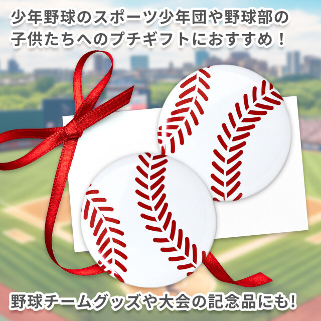 缶バッジ Φ56mm 2個セット 野球ボール柄