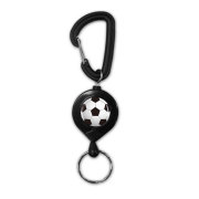 黒リールキーホルダー　サッカーボール柄