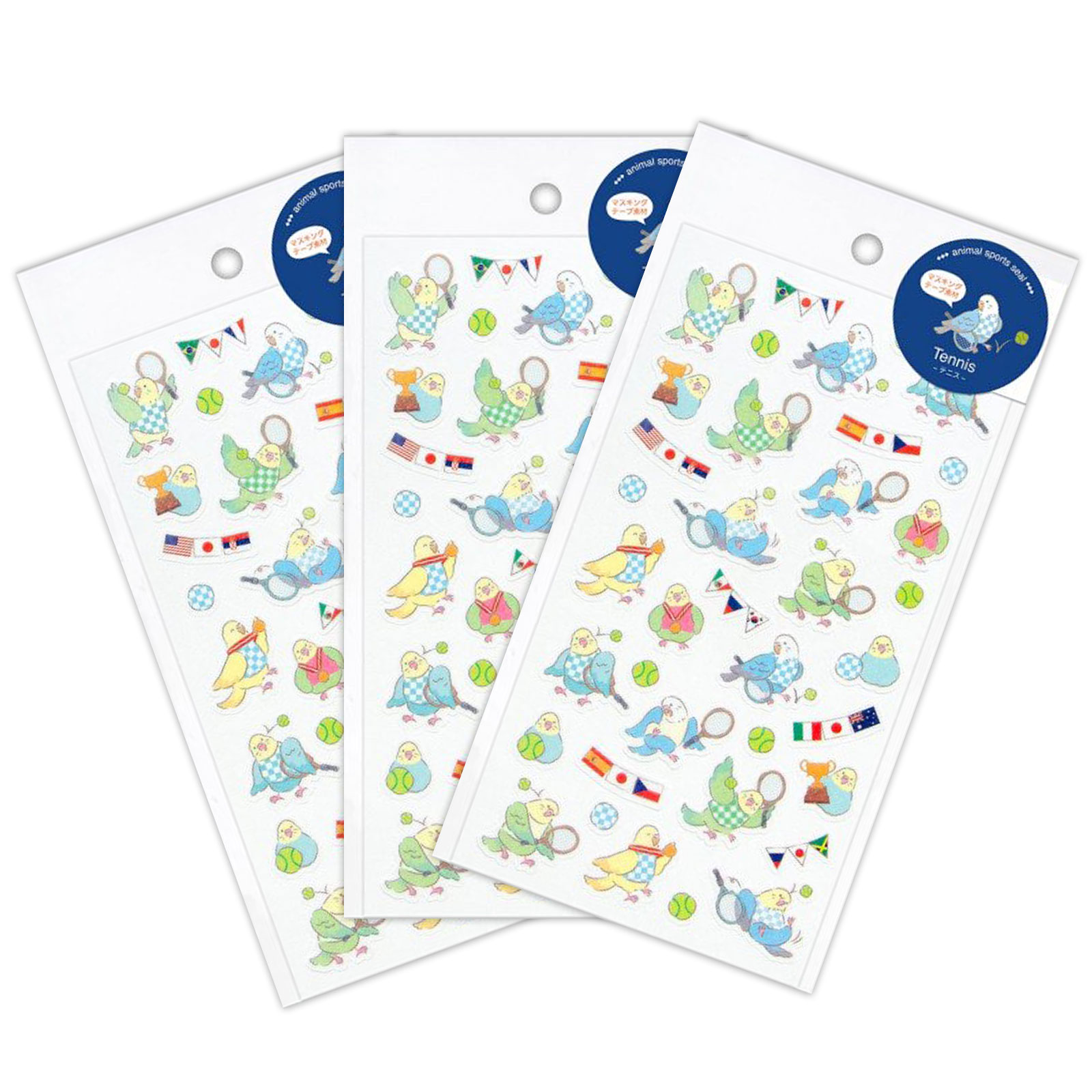 動物スポーツシール　テニス　3枚セット