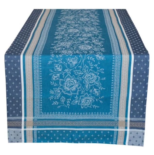 ジャガード織りテフロン撥水加工テーブルランナー50×160cmサイズMarat d'Avignon マラダヴィニョン（マッシリア・アジュールブルー）【フランス】CHM_JCQ12