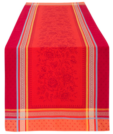 ジャガード織りテフロン撥水加工テーブルランナー50×160cmサイズMarat d'Avignon マラダヴィニョン（マッシリア・レッド）【フランス】CHM_JCQ09