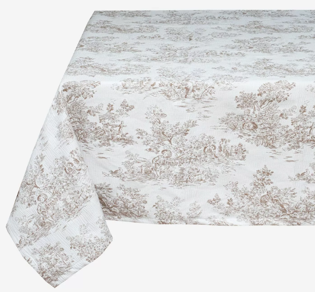 ジャガード織りトワルドジュイ Toile de Jouy （コラリーヌ Coraline・リネンベージュ）マルチカバー＆ベッドカバー全３サイズ【フランス】CVR_34_LN