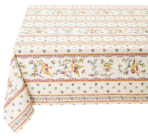プロヴァンスプリントテーブルクロス撥水加工（ムスティエ・ローズ）全７サイズ【フランス】 NAP_20_205e