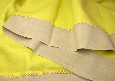 リネン麻プロヴァンステーブルクロス160×260cmサイズ（NUANCE・ティユール×ナチュラル）【フランス】 NAP_25_146