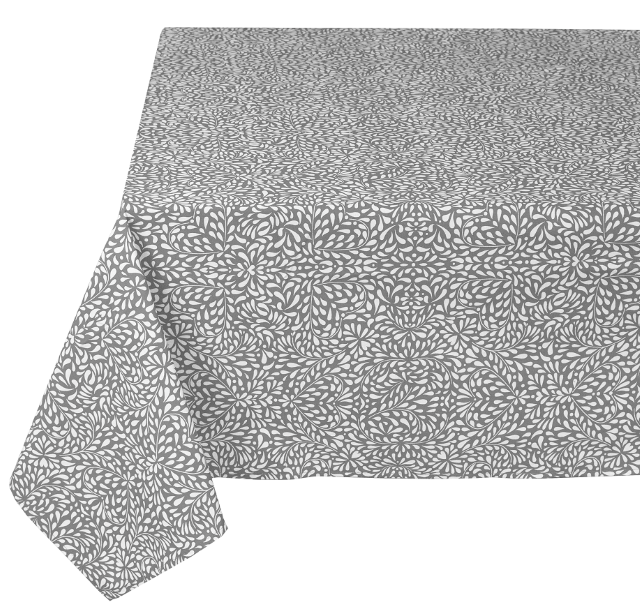 プロヴァンスプリントテーブルクロス撥水加工（Ondine オンディーヌ・グレー）全７サイズ【フランス】 NAP_25_381eGR