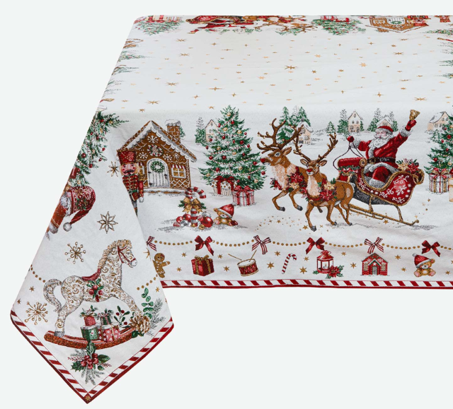 テーブルクロスジャガード織り全２サイズ（Christmas クリスマス）【フランス】ノルディック柄 NP_CRSMS