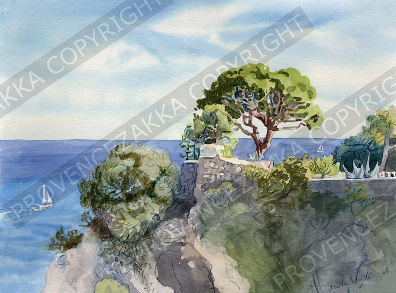 プロヴァンス風景絵画（NICE ニース, シャトー城跡公園と海）PT_MRT_01