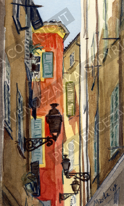 プロヴァンス風景絵画（Nice ニース, 旧市街ある裏路地）PT_MRT_14