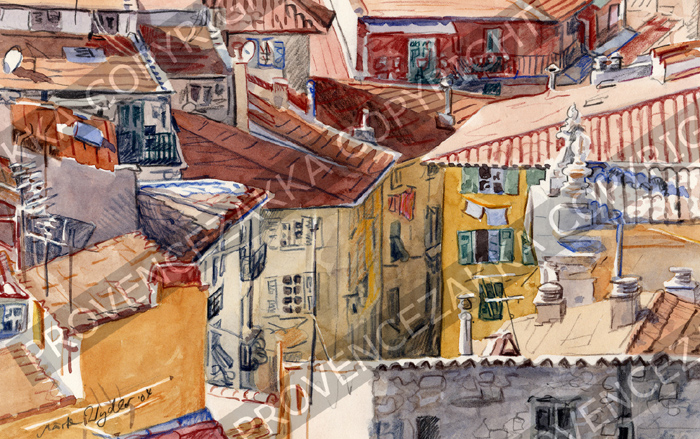 プロヴァンス風景絵画（Nice ニース, 旧市街の屋根）PT_MRT_15