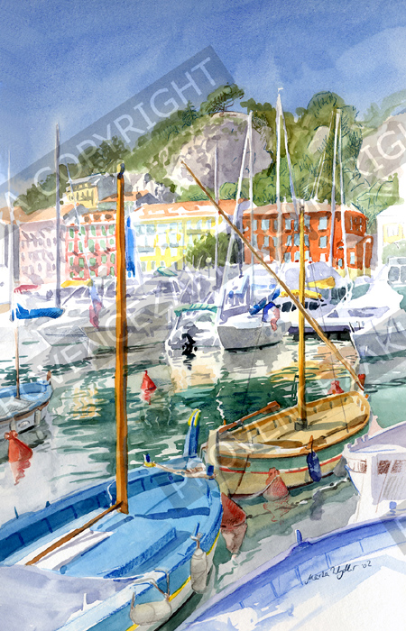 プロヴァンス風景絵画（Nice ニース, 旧港とボート）PT_MRT_18