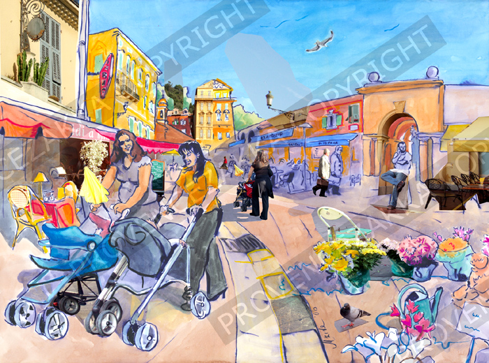 プロヴァンス風景絵画（Nice ニース,  サレヤ広場）PT_MRT_20