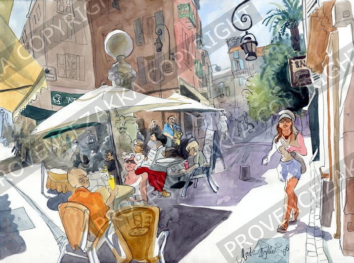 プロヴァンス風景絵画（Antibes アンティーブ, 噴水） PT_MRT_23