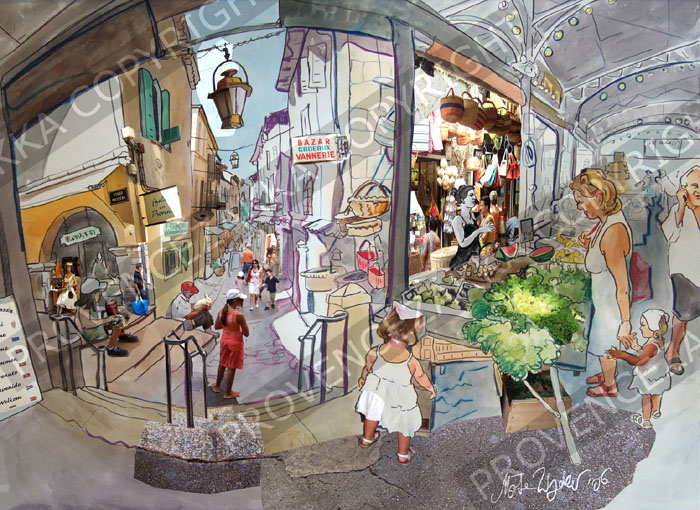 プロヴァンス風景絵画（Antibes アンティーブ, プロヴァンスのマルシェ） PT_MRT_24