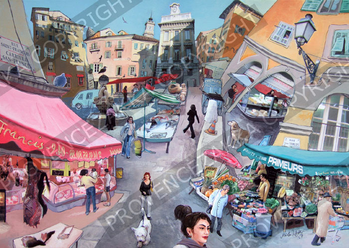 プロヴァンス風景絵画（Nice ニース, 旧市街サンフランソワ広場） PT_MRT_32