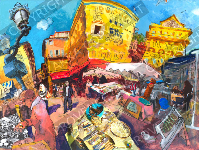 プロヴァンス風景絵画（Nice ニース, 旧市街アンティーク市・ブロカント） PT_MRT_33