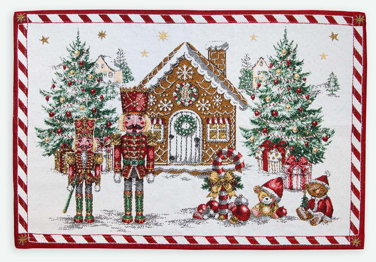 先染めジャガード織りプレイスマット（Christmas クリスマス）【フランス】 ノルディック柄 SET_CRSMS