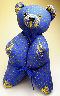 テディベアクッション（ルールマラン・ブルー×イエロー）ORS_07