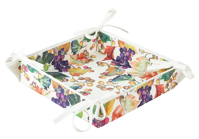 リボントレイ・カルトナージュパニエ（レザン ぶどう柄・オフホワイト）CAR_P97