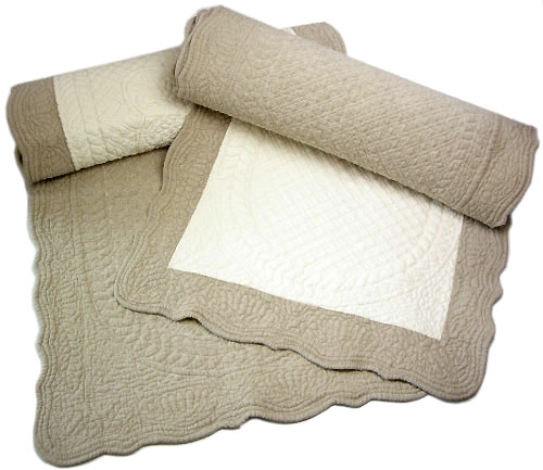 マリネットMARINETTE ブティBOUTIS キルトテーブルランナー50×150cmサイズ（MARIUS・アイボリー×ナチュラル） CHM_BT02 【フランス】