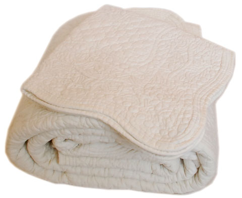 マリネットMARINETTE  ブティBOUTIS キルトベッドカバー、ベッドスプレッド 180×260cmサイズ（BAROQUE・アイボリー）CVR_BT_LIT15