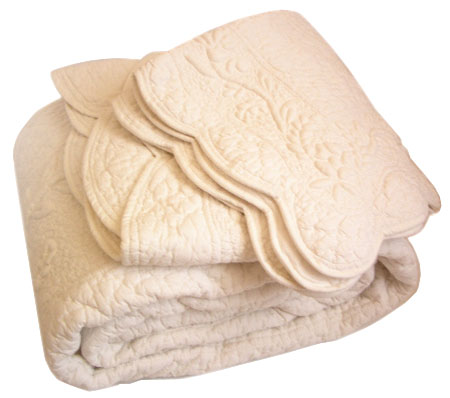 マリネットMARINETTE  ブティBOUTIS キルトベッドカバー、ベッドスプレッド 180×260cmサイズ（ODELINE・アイボリー）CVR_BT_LIT16