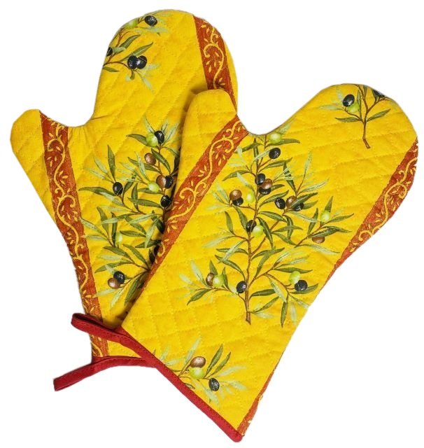 キッチングローブ＊鍋つかみ、ミトン２個セット（オリーブ2005・イエロー）GAN2_09