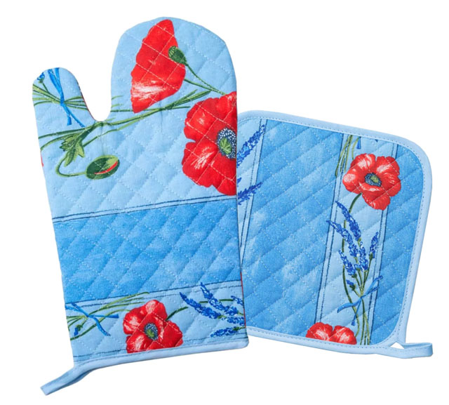 キッチングローブ＊ミトン＆正方形鍋つかみセット（コクリコ＆ラベンダー・ライトブルー）GAN_S52