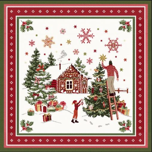 ジャガード織りモンターニュ Casse-Noisette カッスノワゼット クッションカバー ノルディック柄 45×45cmサイズ【フランス製】 HOU_C77