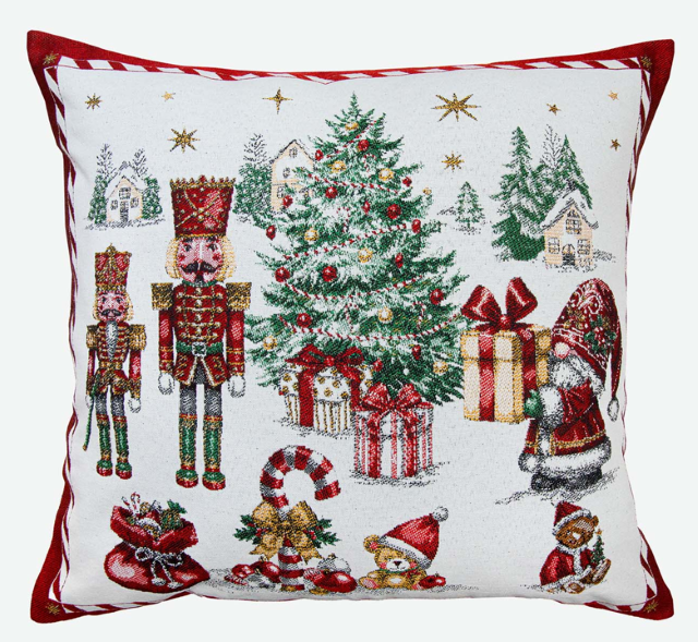 ジャガード織りモンターニュ Christmas クリスマスクッションカバー ノルディック柄 45×45cmサイズ【フランス製】 HOU_C78