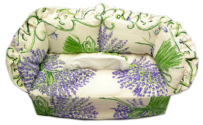 プロヴァンス柄ティッシュケース、カバー（ラベンダー・オフホワイト）KLNX_CNP02