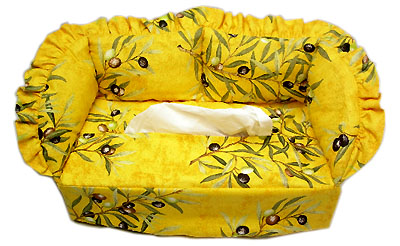 プロヴァンス柄ティッシュケース、カバー（オリーブ2005・オレンジイエロー）KLNX_CNP03