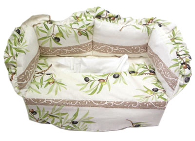 プロヴァンス柄ティッシュケース、カバー（オリーブ2005・ホワイト）KLNX_CNP11