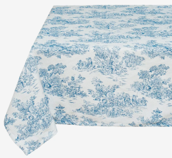 ジャガード織りトワルドジュイ Toile de Jouy （コラリーヌ Coraline・ブルー）マルチカバー＆ベッドカバー全３サイズ【フランス】CVR_34_BL