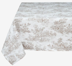 ジャガード織りトワルドジュイ Toile de Jouy （コラリーヌ Coraline・リネンベージュ）マルチカバー＆ベッドカバー全３サイズ【フランス】CVR_34_LN