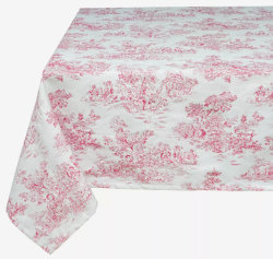 ジャガード織りトワルドジュイ Toile de Jouy （コラリーヌ Coraline・レッド）マルチカバー＆ベッドカバー全３サイズ【フランス】CVR_34_RG