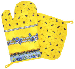 キッチングローブ＊ミトン＆スクエア鍋つかみセット Marat d'Avignon （トラディション・イエロー） GAN_MR_01