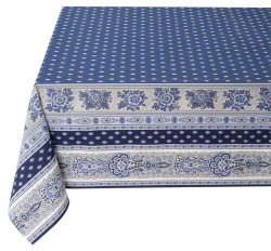 プロヴァンスプリントテーブルクロス撥水加工 Marat d'Avignon マラダビニョン（バスティード・ネイビー×ホワイト）長方形全７サイズ【フランス】 NAP_20_171e