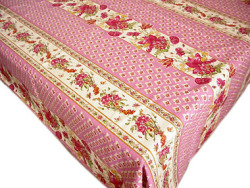 プロヴァンスプリントテーブルクロス撥水加工（ジアン・ローズ）150×250cmサイズ【フランス】 NAP_25_154e