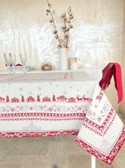 テーブルクロスジャガード織り全２サイズ 【フランス】 （Minuit ミニュイ ）【フランス】ノルディック柄 NP_MINUIT