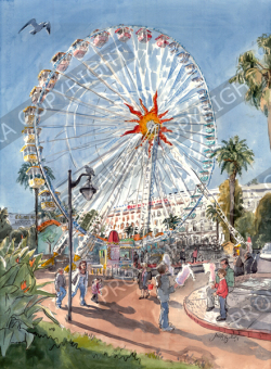 プロヴァンス風景絵画（Nice ニース, マセナ広場の大観覧車 ）PT_MRT_10