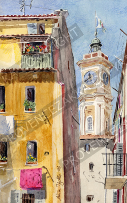 プロヴァンス風景絵画（Nice ニース, 旧市街サンフランソワ通り）PT_MRT_12