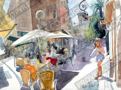 プロヴァンス風景絵画（Antibes アンティーブ, 噴水） PT_MRT_23