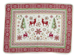 先染めジャガード織りプレイスマットリバーシブル（Vallee ヴァレ・ホワイト）【フランス】 ノルディック柄 SET_LX39