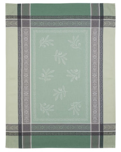 ジャガード織キッチンクロス、ディッシュクロス、ふきん、トーション【フランス】（オリヴィア・グリーン）TOR_54