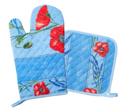 キッチングローブ＊ミトン＆正方形鍋つかみセット（コクリコ＆ラベンダー・ライトブルー）GAN_S52