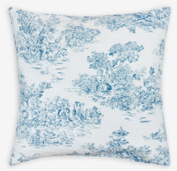 ジャガード織りトワルドジュイ Toile de Jouy （コラリーヌ Coraline・ブルー）クッションカバー 45×45cmサイズ【フランス製】 HOU_C71