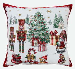 ジャガード織りモンターニュ Christmas クリスマスクッションカバー ノルディック柄 45×45cmサイズ【フランス製】 HOU_C78