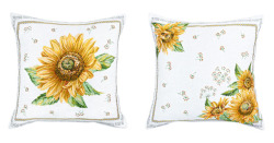 ジャガード織り Sunflower サンフラワー クッションカバーひまわり柄（全２色） 45×45cmサイズ【フランス製】 HOU_JQD16